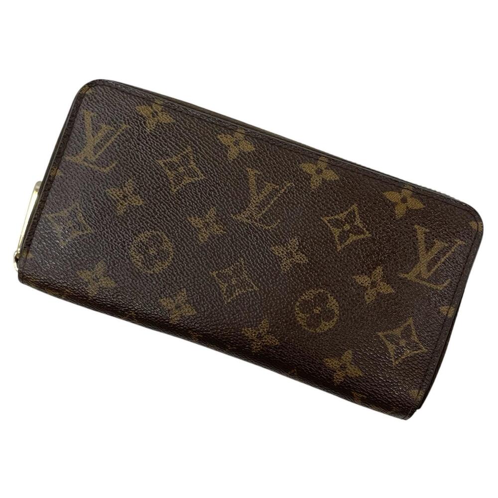 Louis Vuitton Zippy Wallet Monogram Round Zipper Canvas Leather Rose Pink Brown